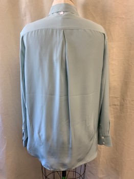 Womens, Blouse, RAG & BONE, Mint Green, Silk, Solid, L, Collar Attached, Button Front, Long Sleeves