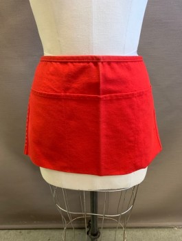 Unisex, Apron, NL, Red, Poly/Cotton, OS, 3 Pockets, Tie Back