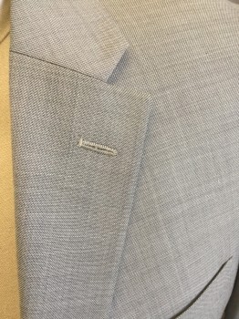 TOMMY HILFIGER, Gray, Wool, 2 Color Weave, Single Breasted, 2 Buttons,  Notched Lapel, 3 Pockets, Double Back Vent