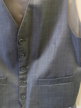 Mens, Suit, Vest, GIOVANI TESTI, Gray, Polyester, Viscose, Solid, 40, 5 Button, 2 Pocket