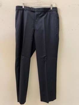 Mens, Suit, Pants, NL, Navy Blue, White, Wool, Stripes - Pin, 34/30, F.F, Slash Pocket,