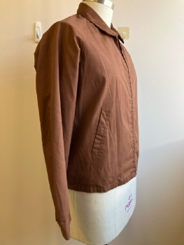 Mens, Jacket, SEARS , Ch: 44, Brown, Solid, C.A., Zip Front, L/S, 2 Pockets