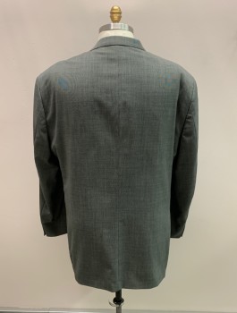 ADOLFO, Gray, Wool, Pin Dot, Notched Lapel, 3 Button Single Breasted, 3 Pockets, 3 Inner Pockets