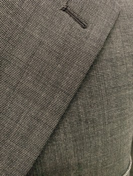 ADOLFO, Gray, Wool, Pin Dot, Notched Lapel, 3 Button Single Breasted, 3 Pockets, 3 Inner Pockets