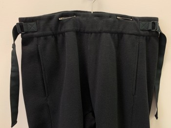 Mens, Casual Pants, HELMUT LANG, Black, Cotton, Solid, M, F.F, Side Pockets, Adjustable Side Straps, Bottom Zippers