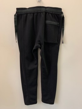 Mens, Casual Pants, HELMUT LANG, Black, Cotton, Solid, M, F.F, Side Pockets, Adjustable Side Straps, Bottom Zippers