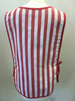 NL, White, Red, Polyester, Cotton, Stripes, Pull Over, Pockets, Side Ties