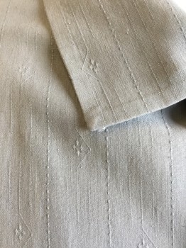 TOMMY BAHAMA, Lt Gray, Silk, Solid, Stripes - Vertical , Short Sleeves, Button Front, 1 Pocket, Texture Self Stripe and Half Diamonds