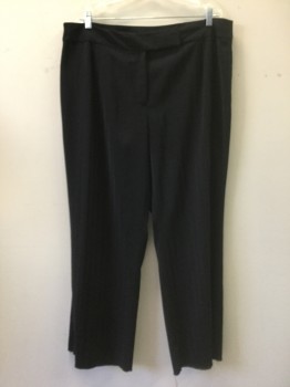 Womens, Suit, Pants, TAHARI, Black, Polyester, Stripes - Shadow, 18 W, Black , Shadow Pinstripes