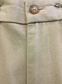 CLAIBORNE, Khaki Brown, Cream, Cotton, Stripes - Vertical , Khaki/cream Short Diagonal  & Vertical Stripes, 2 Pleat Front, Zip Front, 4 Pockets, Cuff Hem
