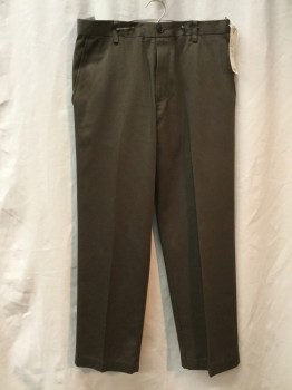 Mens, Casual Pants, DOCKERS, Brown, Cotton, Solid, 32/30, Brown, Flat Front,