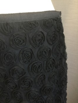 Womens, Skirt, Mini, TARA JARMON/TARGET, Black, Nylon, Polyester, Solid, Floral, S, Tulle 3D Rosettes , 1/2" Wide Grosgrain Waistband, Invisible Zipper at Side, Bubble Hem