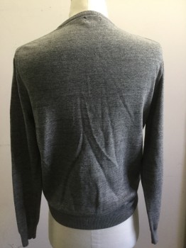 Mens, Pullover Sweater, JCREW, Heather Gray, Cotton, Solid, M, V-neck, Pull Over
