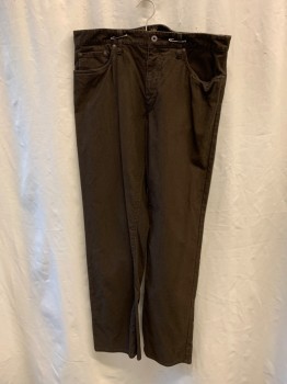 Mens, Casual Pants, LL BEAN, Brown, Cotton, 36/34, Corduroy, Top Pockets, Zip Front, Flat Front