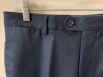 TOMMY HILLFIGER, Blue, Navy Blue, Polyester, Viscose, Flat Front, Button Tab, Welt Pocket Right Front Side at Waistband