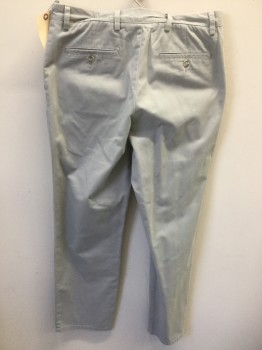 DOCKERS, Putty/Khaki Gray, Cotton, Solid, Flat Front, Twill Weave,