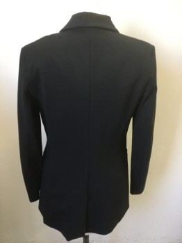 Womens, Blazer, THEORY, Black, Viscose, Polyester, Solid, B40, 10, Single Breasted, 1 Button, Peaked Lapel, Satin Detail at Picket Trim and Button