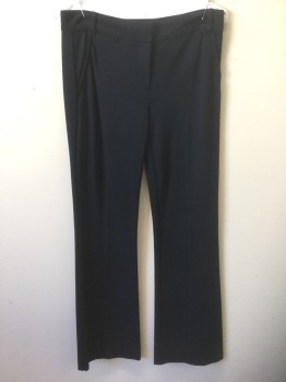 DVF, Navy Blue, Viscose, Spandex, Solid, Dark Navy (Nearly Black), Stretch Thick Jersey Material, Mid Rise, Boot Cut, 5 Faux (Non Functional) Pockets, Belt Loops