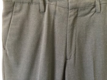 BANANA REPUBLIC, Charcoal Gray, Wool, Spandex, Solid, Flat Front, 4 Pockets, Belt Loops