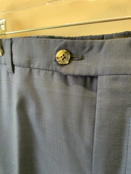HICKEY FREEMAN, Navy Blue, Dk Blue, Wool, 2 Color Weave, Flat Front, Button Tab, Straight Leg, Zip Fly, 4 Pockets, Belt Loops