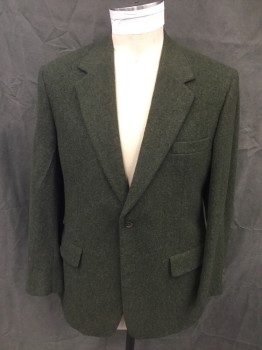 BROOKS BROTHERS, Forest Green, Camel Hair, Heathered, Single Breasted, Collar Attached, Notched Lapel, 3 Pockets, 2 Buttons,  Long Sleeves