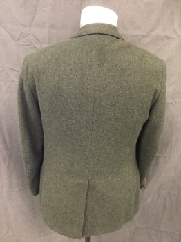 Mens, Sportcoat/Blazer, BROOKS BROTHERS, Forest Green, Camel Hair, Heathered, 42R, Single Breasted, Collar Attached, Notched Lapel, 3 Pockets, 2 Buttons,  Long Sleeves