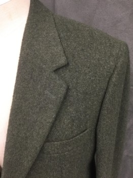 BROOKS BROTHERS, Forest Green, Camel Hair, Heathered, Single Breasted, Collar Attached, Notched Lapel, 3 Pockets, 2 Buttons,  Long Sleeves