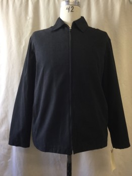 Mens, Casual Jacket, JOSEPH &FEISS, Black, Polyester, Nylon, Solid, L, Zip Front, Collar Attached, 2 Pockets,