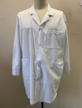META, White, Poly/Cotton, Collar Attached, Single Breasted, Button Front, 3 Pockets