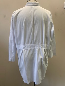 META, White, Poly/Cotton, Collar Attached, Single Breasted, Button Front, 3 Pockets