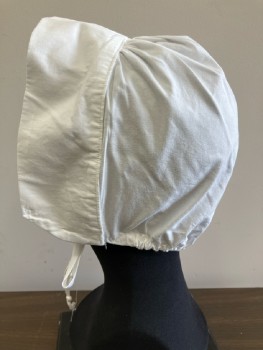 N/L, White, Solid, Bonnet, Ties