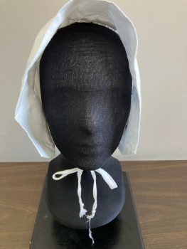 N/L, White, Solid, Bonnet, Ties