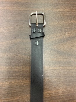 Unisex, Fire/Police Belt, NL, Black, Leather, Solid, 40-42, Silver Open Buckle
