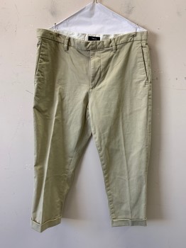 THEORY, Khaki Brown, Cotton, Solid, F.F, Zip Front, Side Pockets, Belt Loops