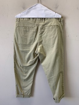 THEORY, Khaki Brown, Cotton, Solid, F.F, Zip Front, Side Pockets, Belt Loops