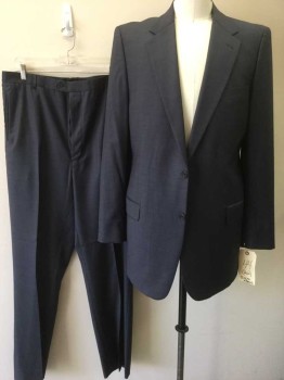 Mens, Suit, Jacket, JOSEPH ABBOUD, Slate Blue, Wool, Solid, 44 XL, 2 Buttons,  3 Pockets,