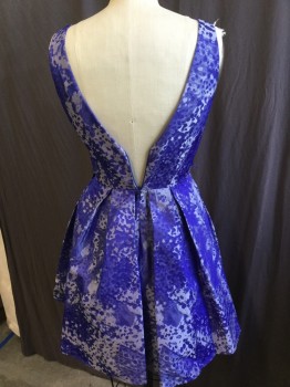 Womens, Evening Gown, ABS, Purple, Lavender Purple, Silver, Polyester, Acetate, Abstract , 4, V-neck, V-back, 1" Straps, Large Pleat Skirt with Flair Bottom, Zip Back, Solid Purple Lining with Ruffle, No Belt