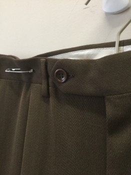 CANALI, Brown, Wool, Solid, Ribbed Texture, Single Pleated, Button Tab Waist, Zip Fly, 4 Pockets, Relaxed Leg, Cuffed Hem, 90's/00's