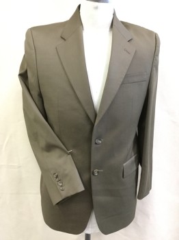 RALPH LAUREN, Khaki Brown, Wool, Solid, Jacket, Dark Khaki with Light Gold Lining, Notched Lapel, Single Breasted, 2 Button Front, 3 Pockets, Long Sleeves, 1 Split Back Center Bottom, with Matching Pants