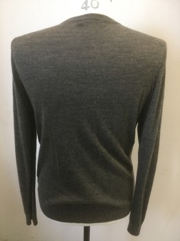 Mens, Pullover Sweater, VINCE, Dusty Brown, Camel Hair, Wool, Solid, M, V-neck, Long Sleeves, Fine Knit,