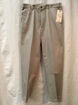 Mens, Casual Pants, HAGGAR, Khaki Brown, Cotton, Solid, 32/30, Khaki, Flat Front,