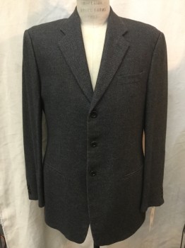 ARMANI NIEMAN M., Brown, Black, Periwinkle Blue, Wool, Cashmere, Stripes - Diagonal , Single Breasted, 3 Buttons,  3 Pockets, Notched Lapel,