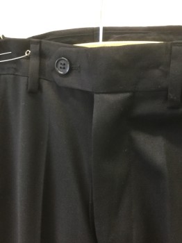 FERRECCI, Black, Polyester, Viscose, Solid, Flat Front, Button Tab Waist, Zip Fly, 4 Pockets, Straight Leg