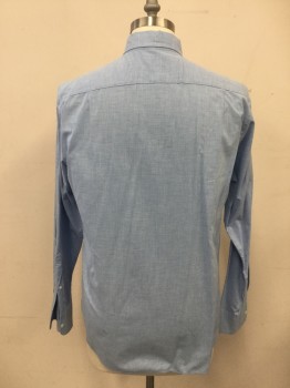 J. CREW, Lt Blue, Cotton, Solid, Button Front, Collar Attached, Long Sleeves, 2 Flap Pockets