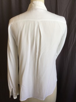 UNI QLO, Off White, Rayon, Polyester, Solid, Collar Attached, Button Front, Long Sleeves,