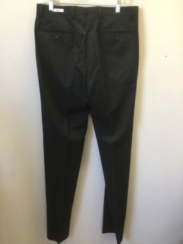 Mens, Suit, Pants, PRONTO UOMO PLATINUM, Charcoal Gray, Wool, Solid, 32open, Flat Front, Creased Legs, Slit Pockets