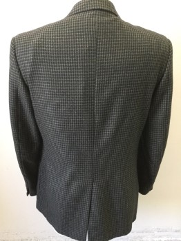 E. ZEGNA, Black, Olive Green, Brown, Cashmere, Plaid-  Windowpane, Basket Weave, Single Breasted, Notched Lapel, 3 Pockets,