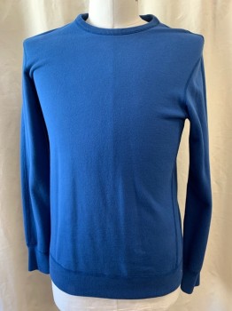Mens, Pullover Sweater, REIGNING CHAMP, Blue, Cotton, Solid, M, Crew Neck, Long Sleeves