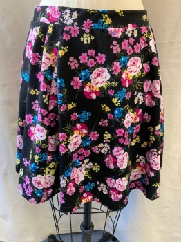 Womens, Skirt, Mini, COTTON ON, Black, Pink, Blue, Yellow, White, Polyester, Viscose, Floral, S, A-Line, Above the Knee