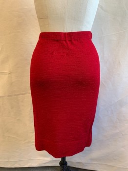 Womens, 1990s Vintage, Suit, Skirt, ST. JOHN, Red, Wool, Solid, W28/30, Slubbed Elastic Waistband, Pencil , Hem Below Knee
